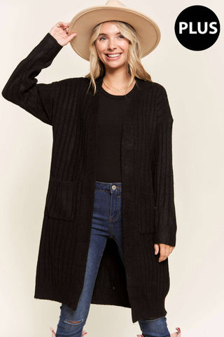 LESW2616X-PLUS CABLE CARDIGAN: Oatmeal / 1XL