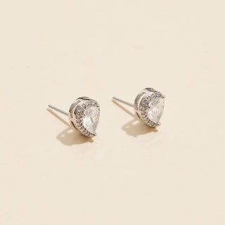 Pear-Shaped Cubic Zirconia Stud Earrings 18K Gold Dipped: White Gold / One / 4DE38109