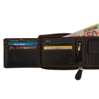 RFID wallet - RED - Zip Around Wallet GW2158Brown