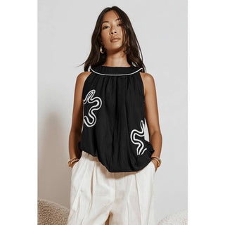 Abstract Applique Billowy Top