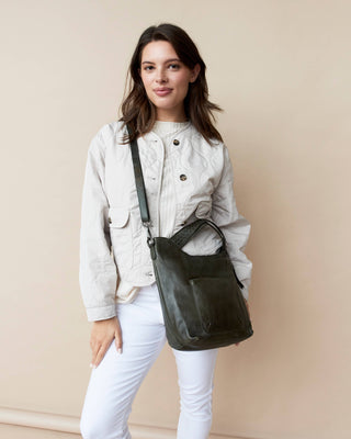 Mason Handcrafted Leather Tote/Crossbody Bags: Charcoal