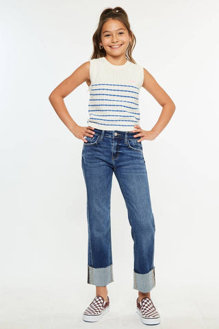 YOUTH MID RISE CROP STRAIGHT-YC7478D