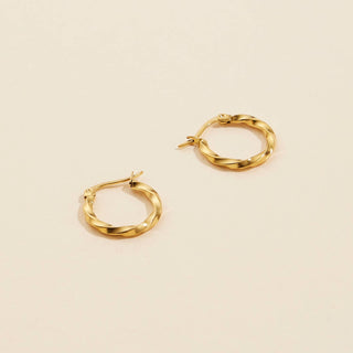 Gold Dip Stainless Steel Twisted Hoop Earrings: Gold / One / 4JE34011