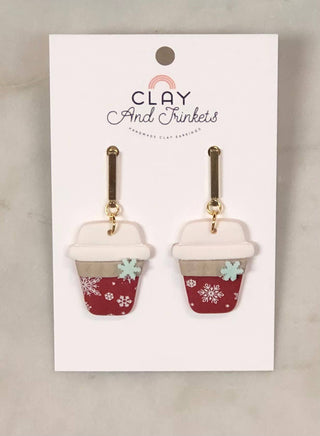 Holiday Cheer Cocoa/Coffee Earrings: Red