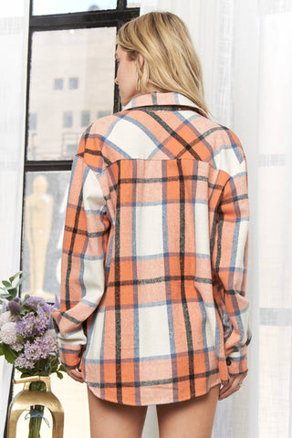 CEJ2586B -LONG SLEEVES BOYFRIEND FLANNEL SHACKET