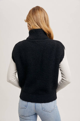 TURTLENECK SWEATER KNIT VEST: H.GREY / M/L