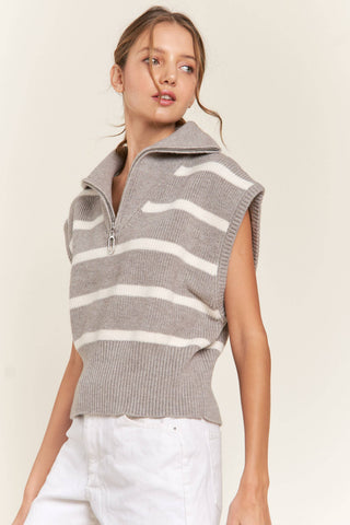 Gray Striped Sweater Vest