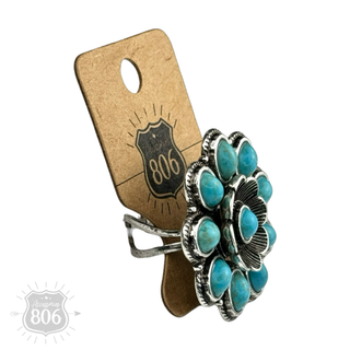 Flower ring 806-R046: Turquoise