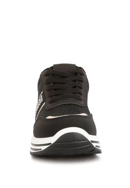 Mailys Metallic Panel Platform Sneakers: US-6 / UK-4 / EU-37 / Black