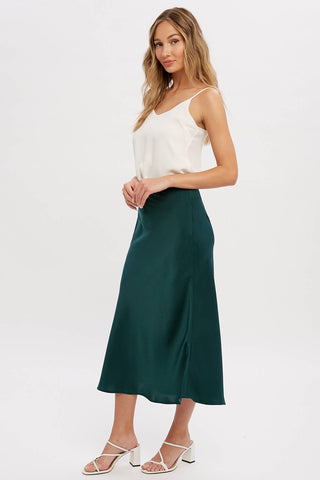 SATIN MIDI SKIRT: ASH / M