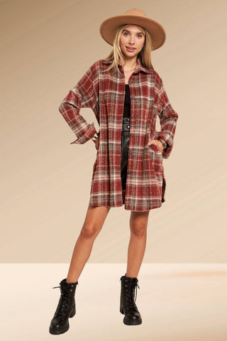 LEJ2587B - CHECK FLANNEL SHACKET