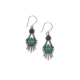 Tanvi Silver-Plated & Aventurine Earrings - Geometric Fringe