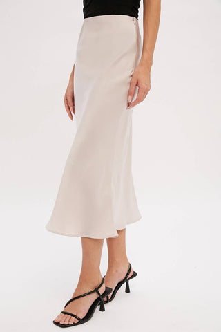 SATIN MIDI SKIRT: ASH / M