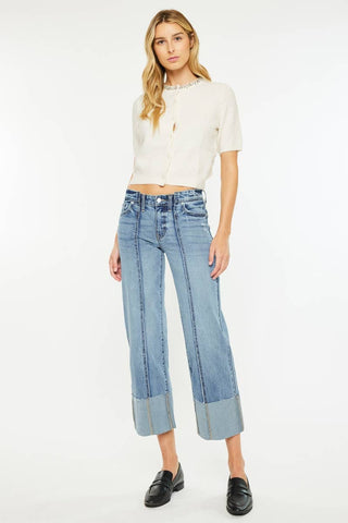 SALE MID RISE CROPPED WIDE LEG JEANS-KC2589M