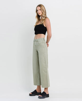 HIGH RISE WIDE LEG JEANS T5872SWP: SWAMP / 24