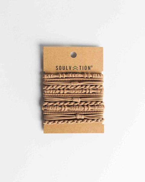 Boho Hair Ties: Braided Black/Tan