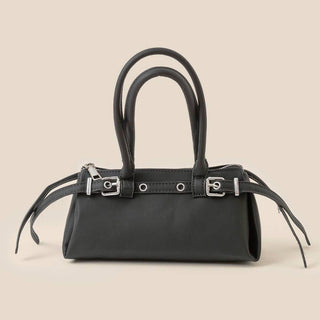 Faux Leather Belt Decor Hand Bag