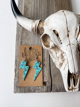 Lightning Bolt Dangle Earrings Thunder Bolt Earrings Earring: Turquoise