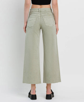 HIGH RISE WIDE LEG JEANS T5872SWP: SWAMP / 24