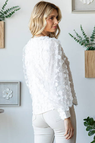 Mesh Flower Embroidery Blouse