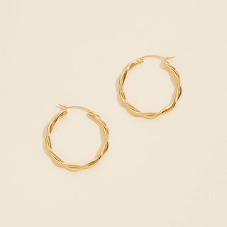 Twisted Gold Dip Stainless Steel Hoop Earrings: Gold / One / 4JE34030