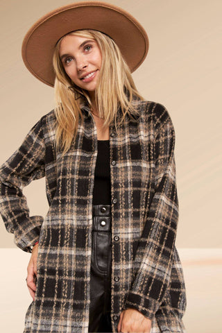 LEJ2587B - CHECK FLANNEL SHACKET