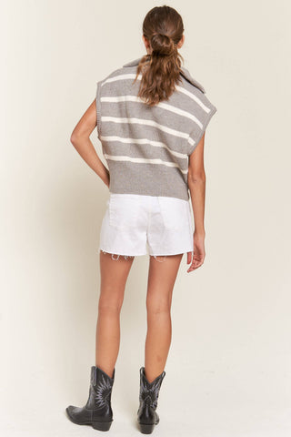 Gray Striped Sweater Vest