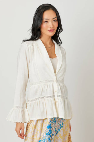 60628 Tiered Lacy Jacket: Ivory / Small