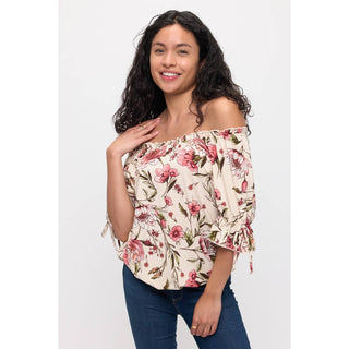 FLORAL ITY BABY RUFFLE NECK TIE SLEEVE PEASANT