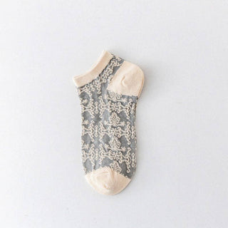 Rufia - Vintage Embossed  Floral Ankle Socks: Floral / Average