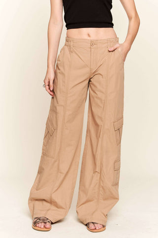 LEP3207-LOW-RISE CASUAL CARGO PANTS: OLIVE / M