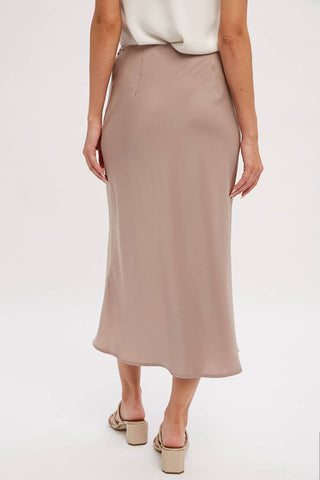 SATIN MIDI SKIRT: ASH / M