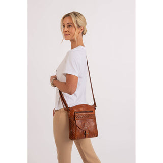 Leather Elsa Shoulder Bag -WS005: Cognac