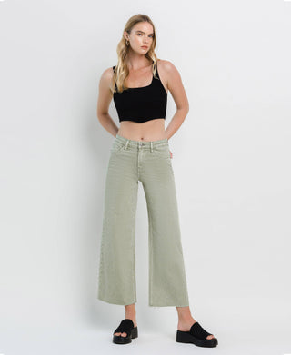 HIGH RISE WIDE LEG JEANS T5872SWP: SWAMP / 24