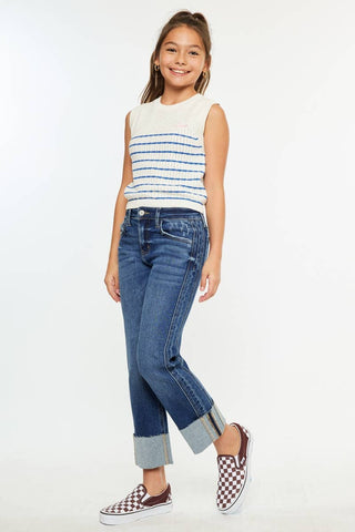 YOUTH MID RISE CROP STRAIGHT-YC7478D