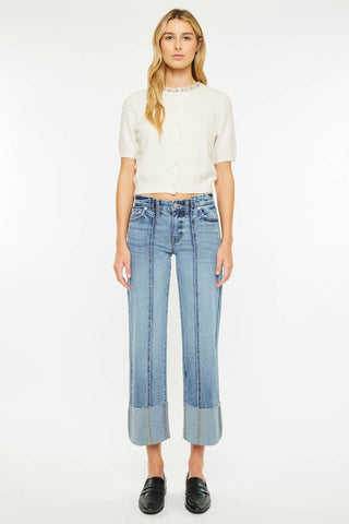SALE MID RISE CROPPED WIDE LEG JEANS-KC2589M
