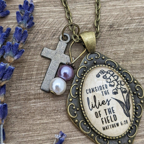 Consider the lilies of the field necklace