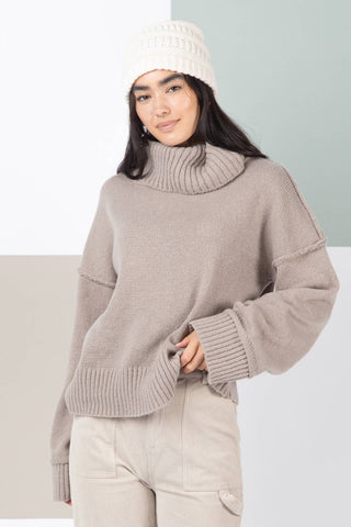 12W2789N-Turtleneck Solid Cozy Sweater Top: MOCHA / S-M-L/2-2-2