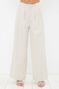 31476P - High Waisted Sturdy Linen Pleated Pants