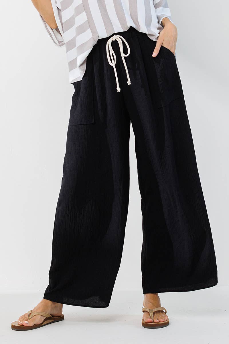 Solid Wide Leg Pants with Pockets / BC60546